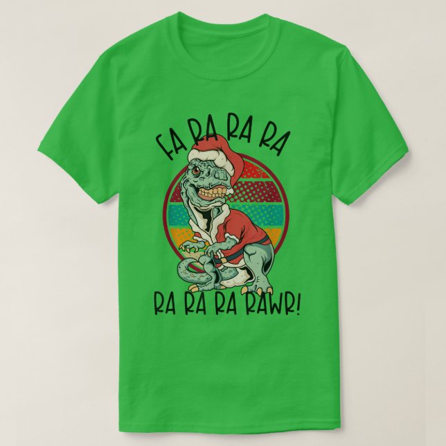 Fa Ra RAWR Funny Santa och TREX God jul TREX T Shirt (Design framsida)