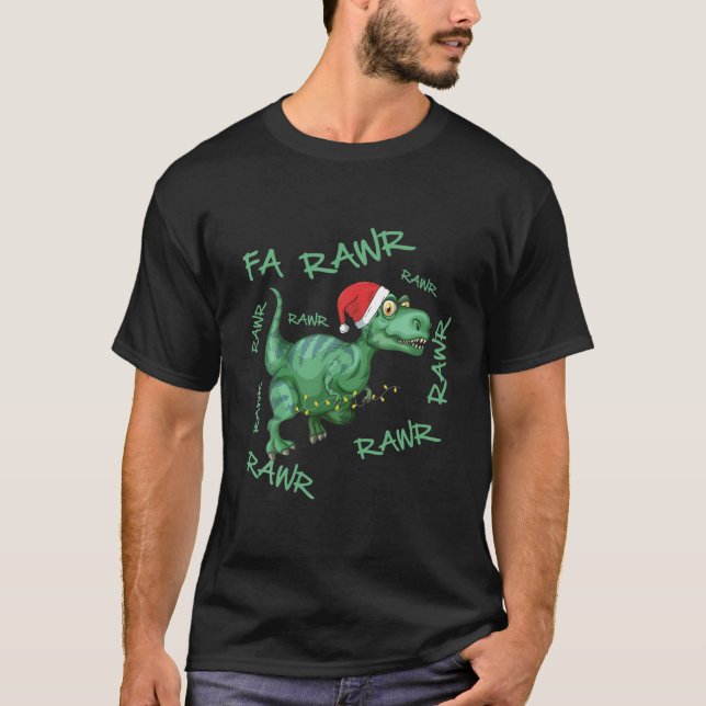Fa Rawr Funny Kids Rex Dinosaur jul Pajama T Shirt (Framsida)