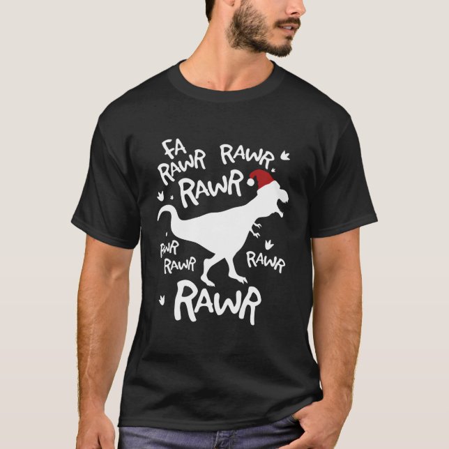 Fa Rawr Rawr Trex Dinosaur till jul T Shirt (Framsida)