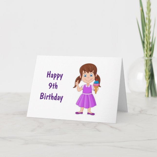 FÅ REDO FÖR ROLIGT LYCKLIG **9th* BIRTHDAY-KORT Kort (Framsida)