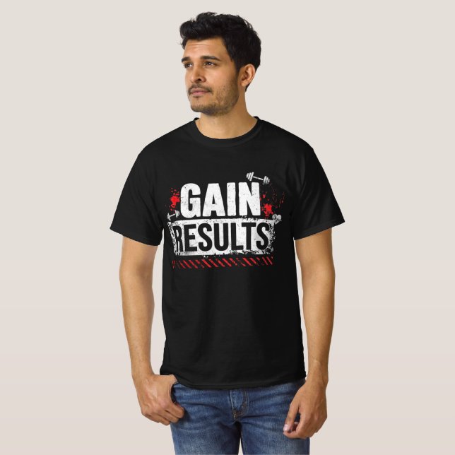 Få Resultat Fitness Motivation T Shirt (Hel framsida)