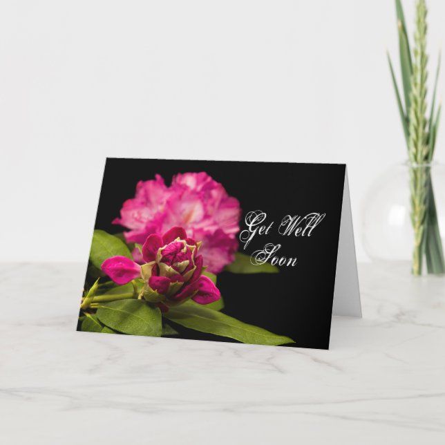 FÅ RHODODENDRONS för BRUNNEN SNART - på svart Kort (Framsida)