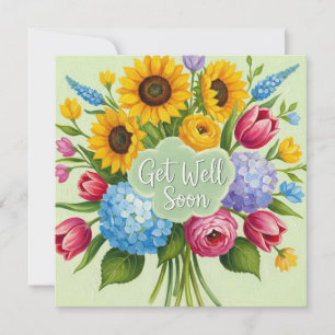 Få snart Blommigt Bouquet Kort