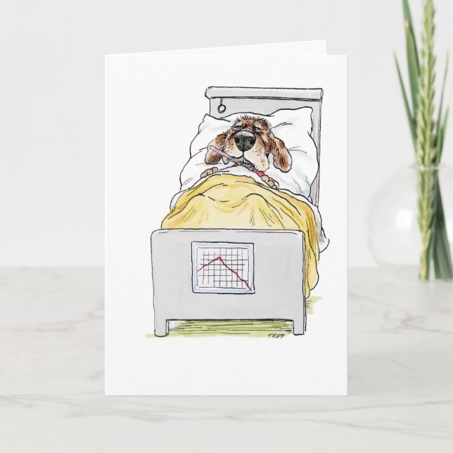 Få snart ett hälsningskort för sjuka Hund Kort (Framsida)
