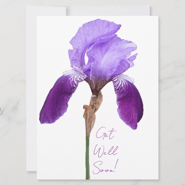 Få snart lila  iris blommigt boho för elegant julkort (Framsida)