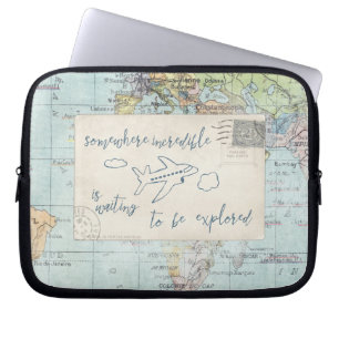 Få ut och undersök citationstecknet och kartan laptop sleeve