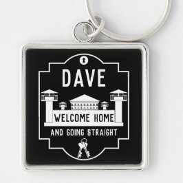 Få ut ur fängelset present för frigivning  fyrkantig silverfärgad nyckelring