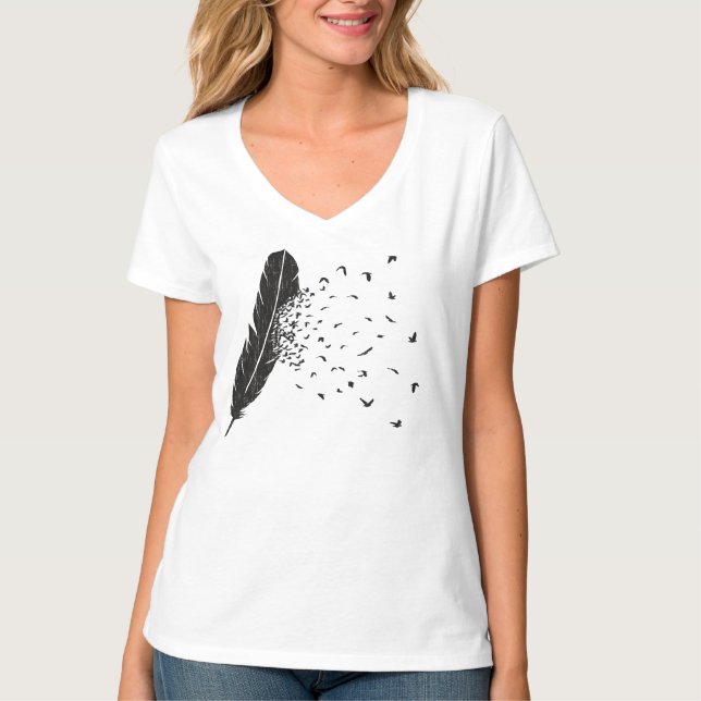 Få utbrott för fåglar av en fjäder tee shirt (Framsida)