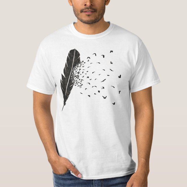 Få utbrott för fåglar av en fjäder tee shirt (Framsida)