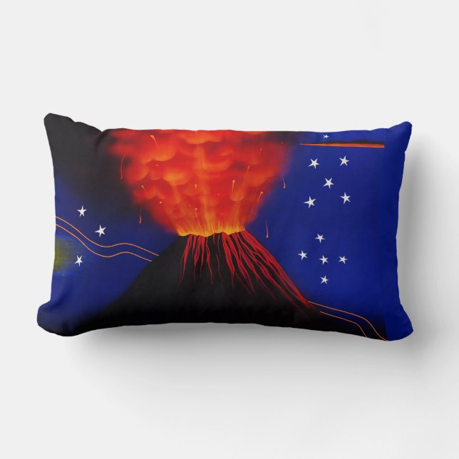 Få utbrott vulkan och stjärnor lumbarkudde (Framsida)