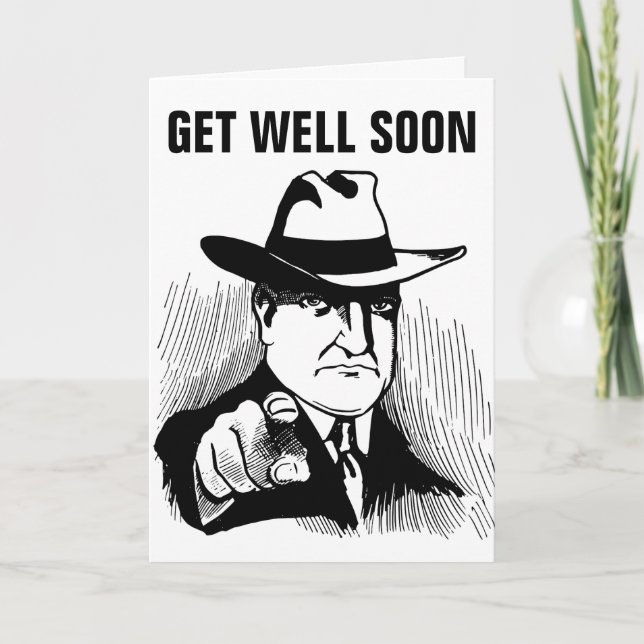 FÅ VÄL SNART GANGSTER GREETING CARDS KORT (Framsida)