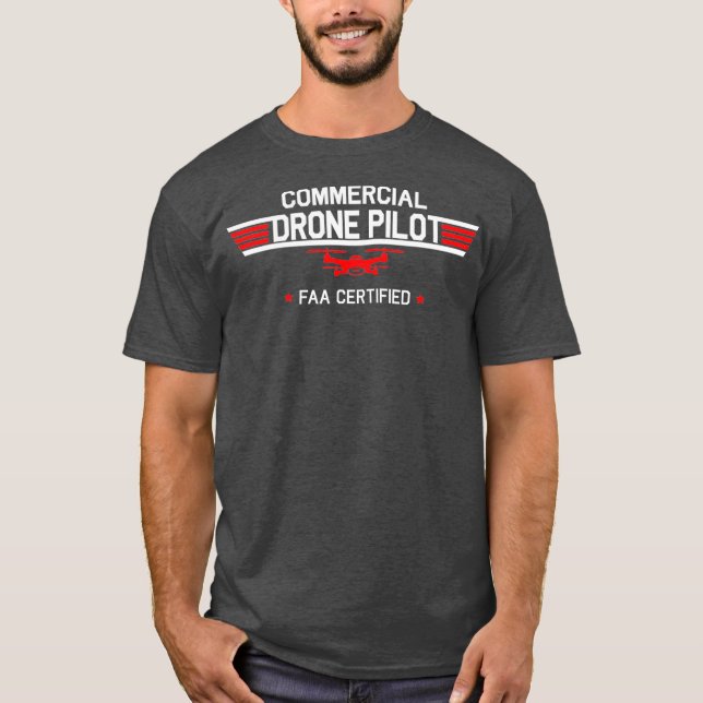 FAA Auktoriserad Drone Pilot Commercial Quadcopter T Shirt (Framsida)