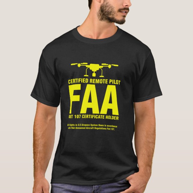 FAA Auktoriserad Drone Pilot Funny Remote Pilots T T Shirt (Framsida)