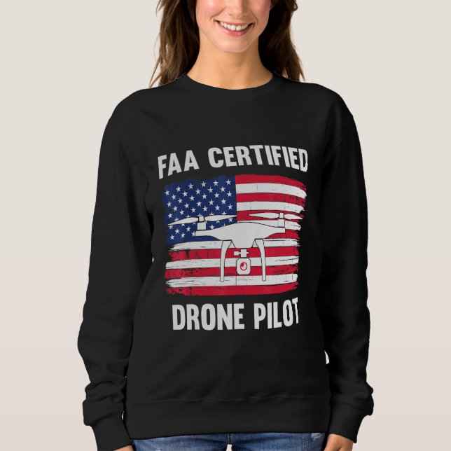 Faa Auktoriserad Drone Pilot USA flagga Design T Shirt (Framsida)