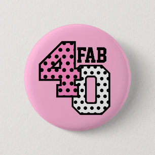 FAB 40th POLKA DOTS för VIT för Knapp