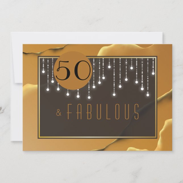 Fab 50:e födelsedag Guld Roligt-inbjudan Inbjudningar (Framsida)