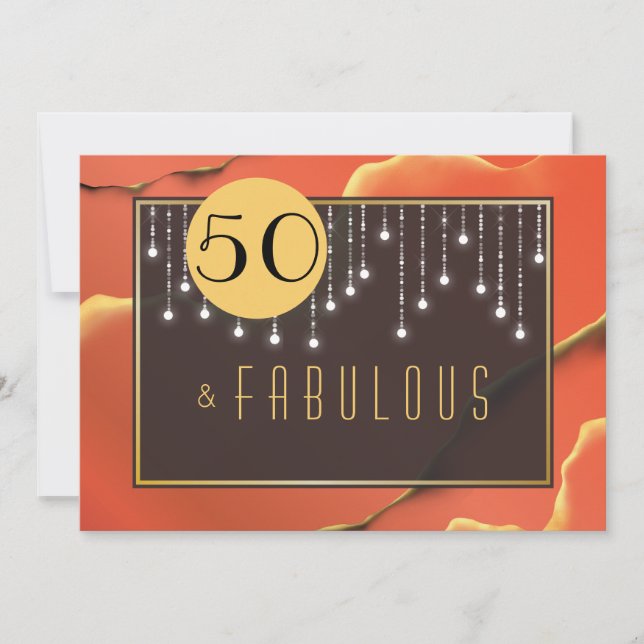 Fab 50:e födelsedagskallelsen Röd inbjudan till El (Framsida)
