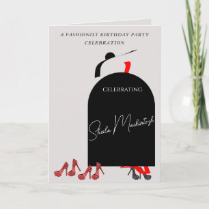 Fab Black Glam Fashionist Red Shoes Födelsedagsfes Inbjudan