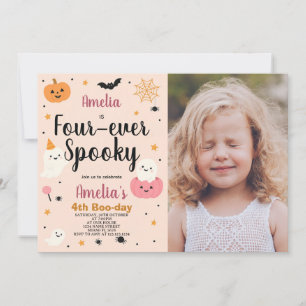 Fab-BOO-lous Four Kids Halloween Birthday Inbjudan