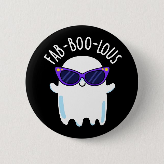Fab-Boo-Lous Funny Ghost Pun Mörk BG Knapp (Framsida)