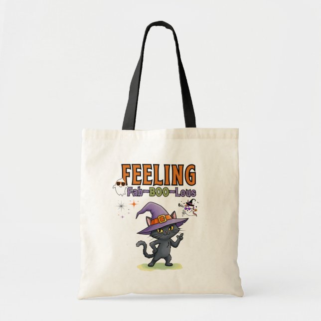 Fab-BOO-Lous Funny Halloween Cat Tygkasse (Framsidan)