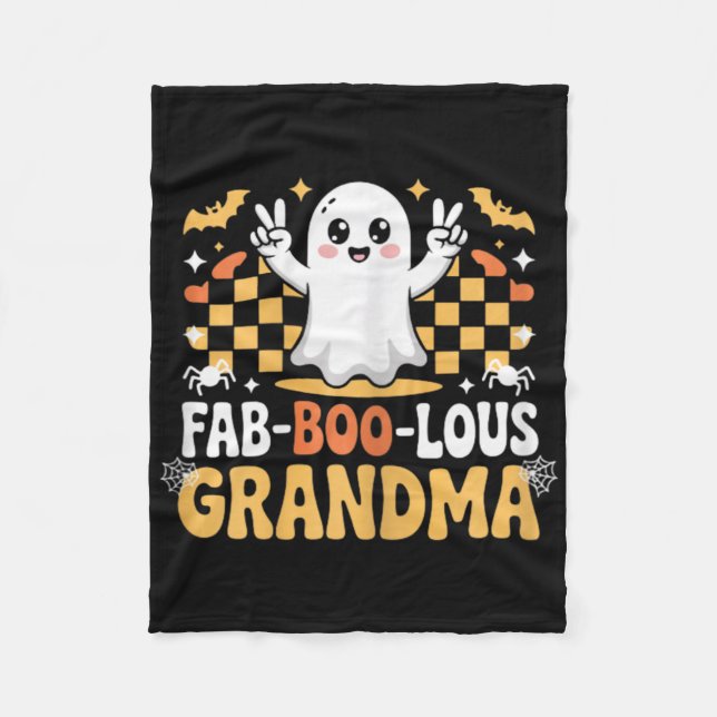 Fab-boo-lous Grandma Cute Ghost Halloween Mamma Fleecefilt (Framsidan)