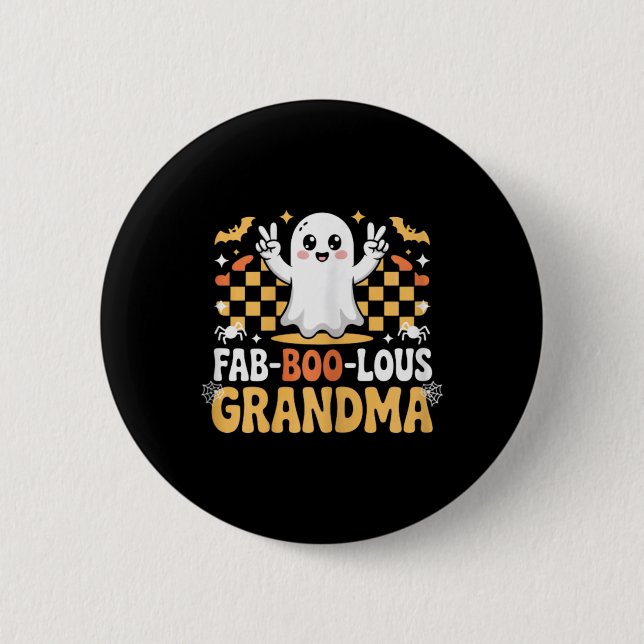 Fab-boo-lous Grandma Cute Ghost Halloween Mamma Knapp (Framsida)