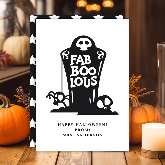 Fab Boo Lous Gravsten Halloween Classroom-kort Inbjudningar (Skapare uppladdad)