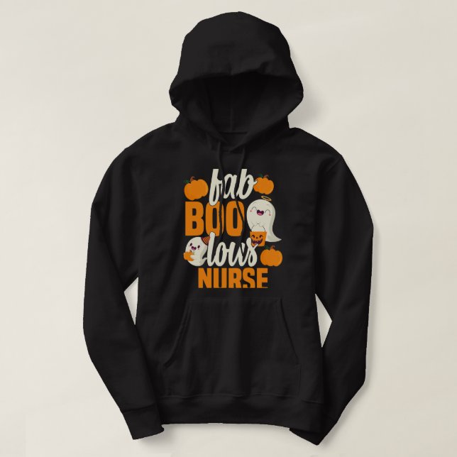 Fab Boo Lous Nurse Pumpkin Ghost Nursing Halloween Hoodie (Design framsida)