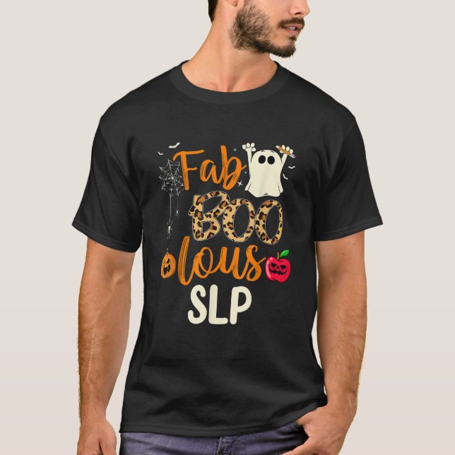 Fab Boo Lous SLP Leopard Spooky Halloween Costume T Shirt (Framsida)