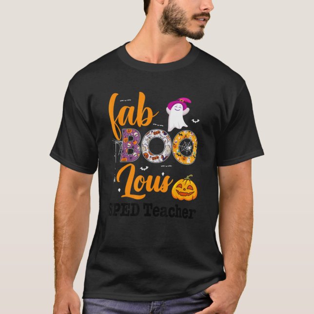Fab Boo Lous Sped Teacher Leopard Spooky Halloween T Shirt (Framsida)