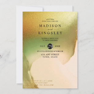Fab Chartreuse 💚 Abstrakt Otrovärdig Budget Weddi Inbjudningar