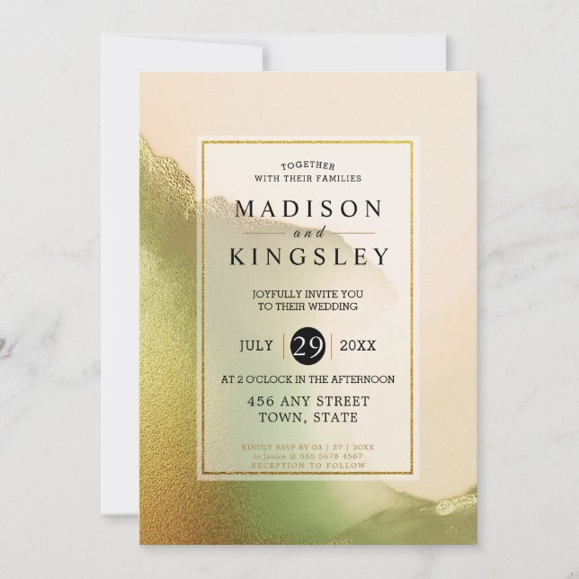 Fab Chartreuse 💚 Abstrakt Otrovärdig Budget Weddi Inbjudningar (Framsida)