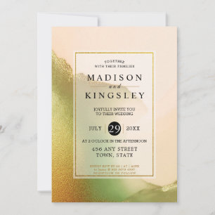 Fab Chartreuse 💚 Abstrakt Otrovärdig Budget Weddi Inbjudningar