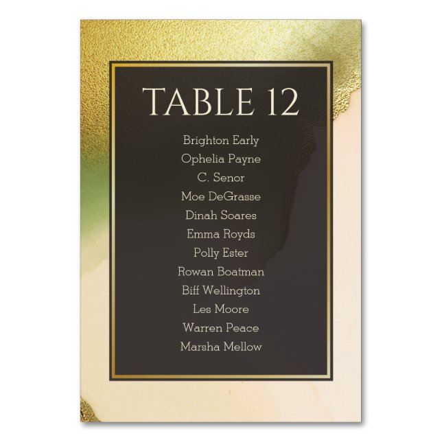 Fab Chartreuse 🤵 Bold & Snyggt Budget Bröllop Bordsnummer (Framsidan)