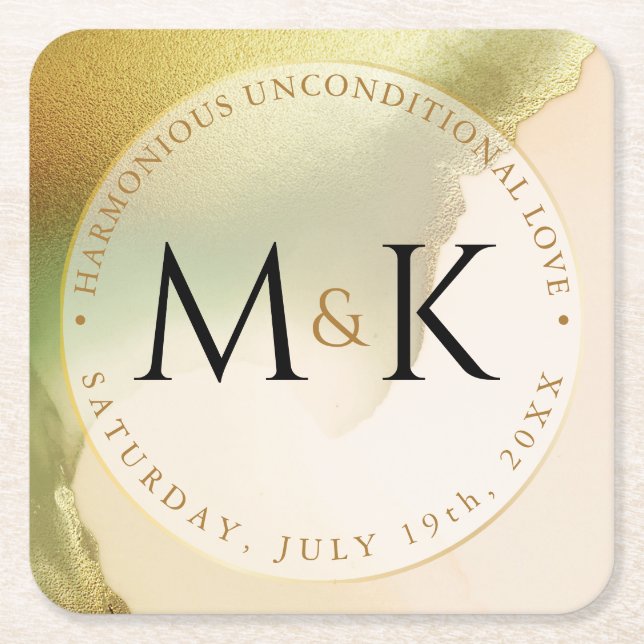 Fab Chartreuse 🤵 Bold & Snyggt Budget Bröllop Underlägg Papper Kvadrat (Framsidan)