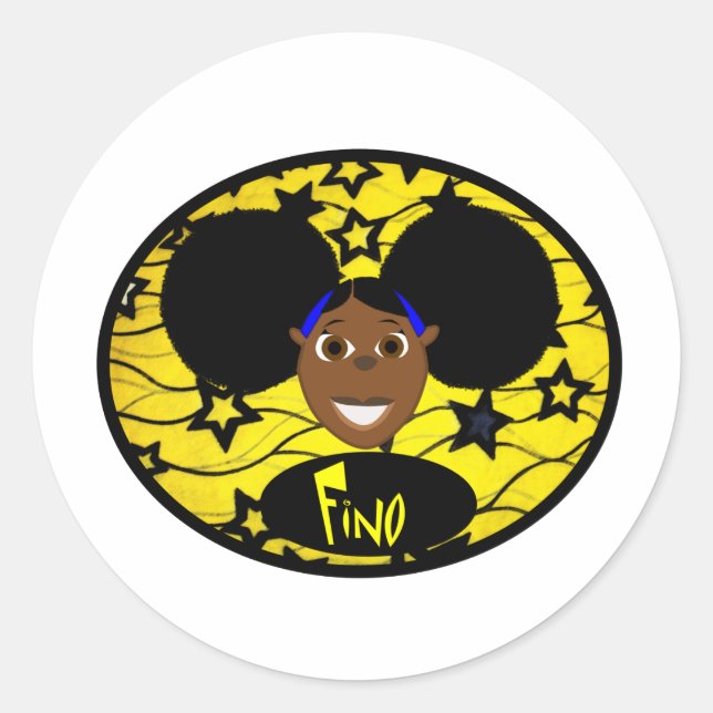 Fab Fino leendegult! Runt Klistermärke (Framsida)