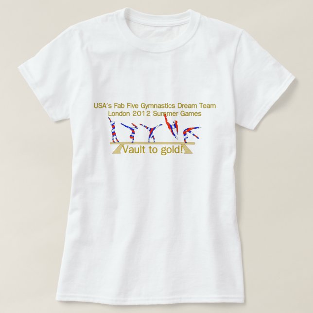 Fab lag 2012 för fem USA gymnastik T Shirt (Design framsida)