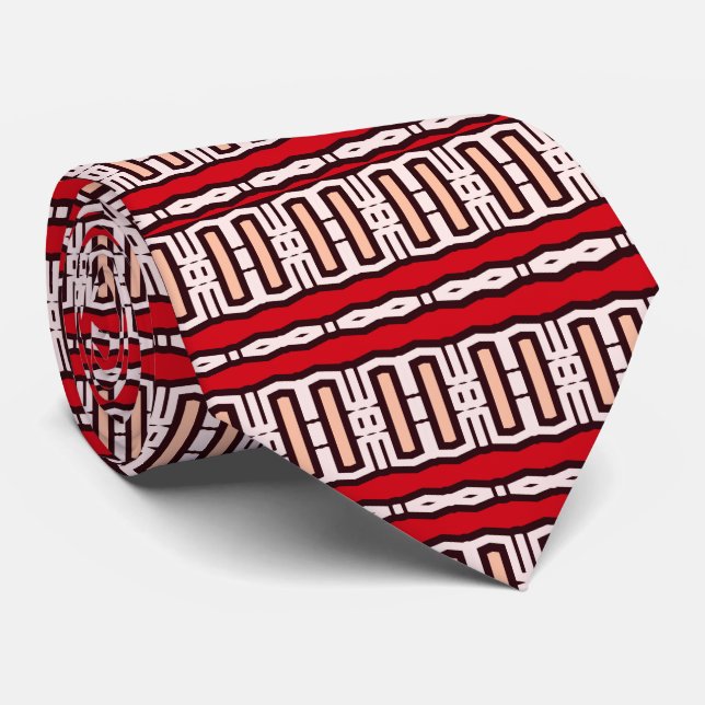 Fab mönster 2 (röd korall) slips (Rullad)
