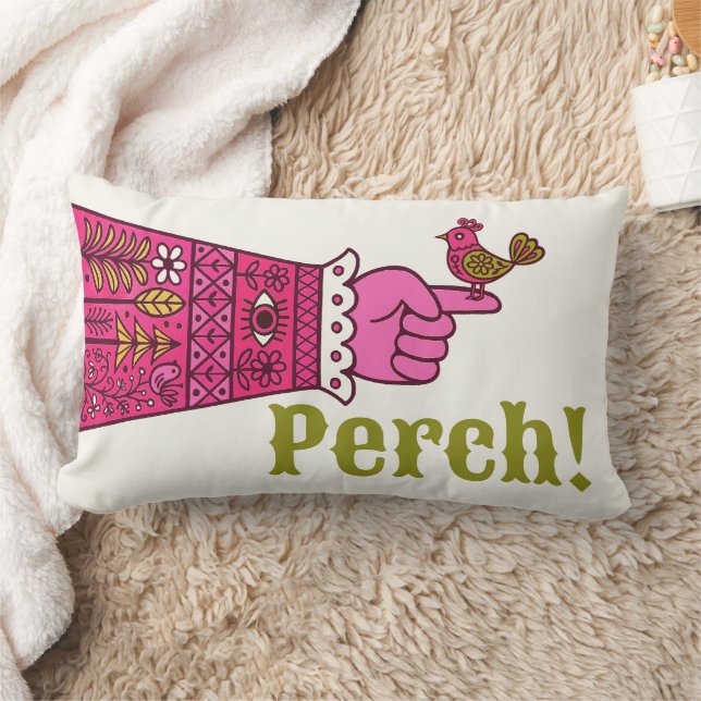 Fab Retro Folk Art Pointing Hand Manicule Lumbarkudde (Filt)