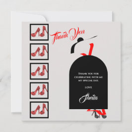 Fab Silhouette Glam Shoes Red Black Birthday Photo Tack Kort