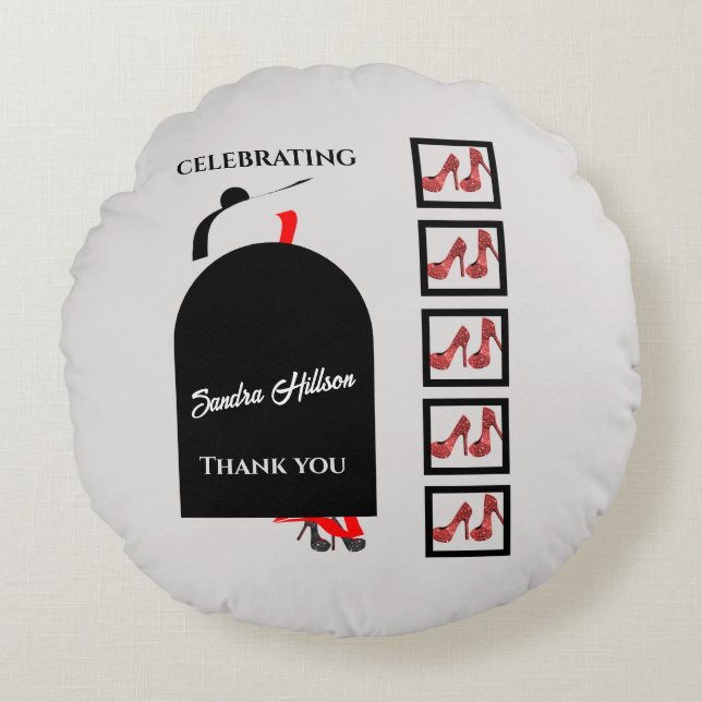 Fab Silhouette Glam Shoes Red Black Birthday Rund Kudde (Framsidan)