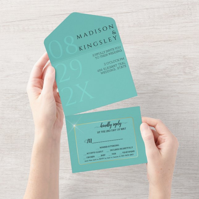 Fab Teal Elegant alla i en inbjudan (Avrivbar del)