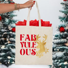 Fab-Yule-Ous Christmas Reindeer Red & Gold Tygkasse