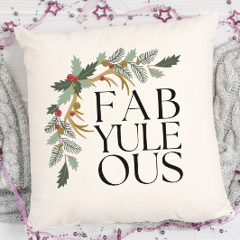 Fab-Yule-Ous Modern Julens Grönt, Röda och Guld Kudde
