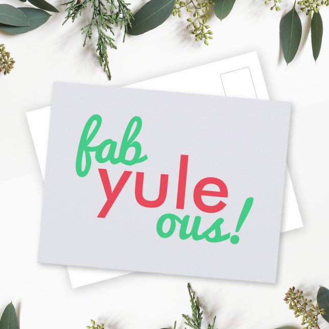 Fab Yule Ous | Roligt Fab för god jultid Snyggt Vykort (Send festive laughs with a funny modern "Fab Yule Ous!" postcard by Guava)