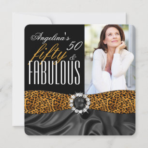 Fabelaktig 50 Leopard Svart Silke Födelsedagsfest Inbjudningar