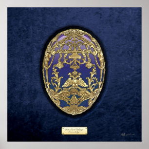 Faberge Eggs - Tsarevich Egg on Blue Velvet Poster