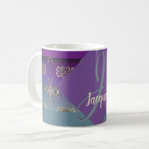 Fabergè-like Monogram Lila Blue Gradient Kaffemugg