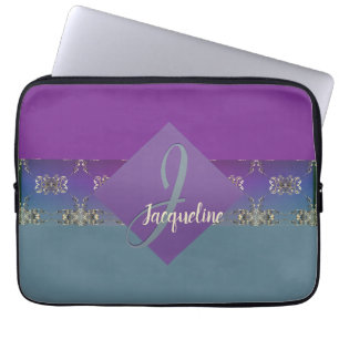 Fabergè-like Monogram Lila Blue Gradient Laptop Fodral